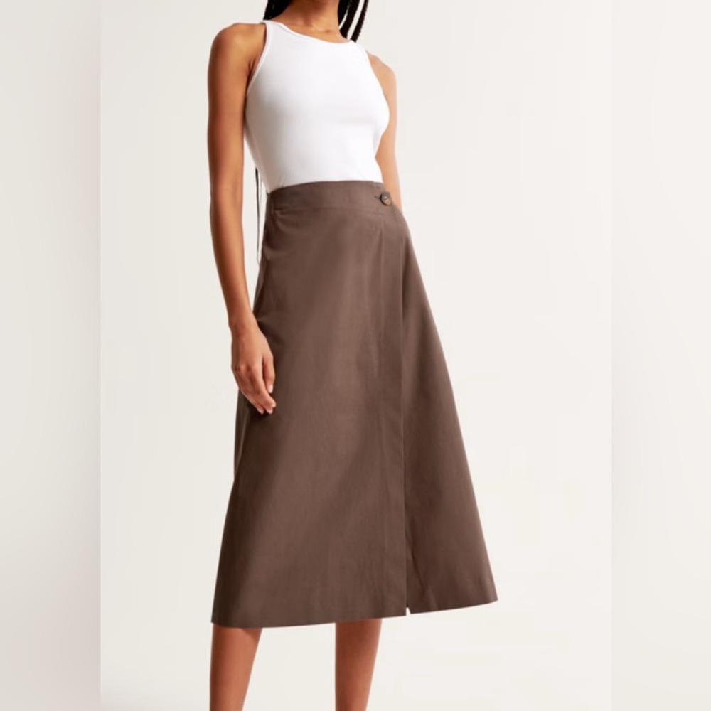 Abercrombie Poplin Wrap Midi Skirt